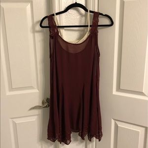Free People Maroon Embellished Slip Dress